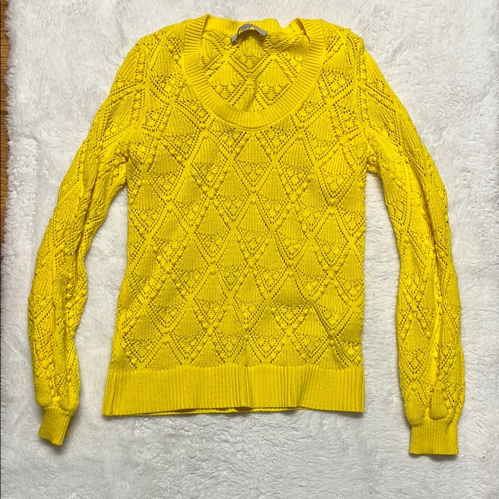 Yellow Cable Knit Women's Sweater